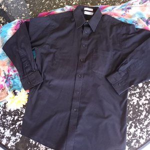 solid black button down shirt  (15 1/2, 32/33)